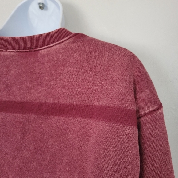 Aemi + Co. NWT Women's Small Burgundy Red Long Sleeve Cropped Sweatshirt Top - Picture 3 of 9